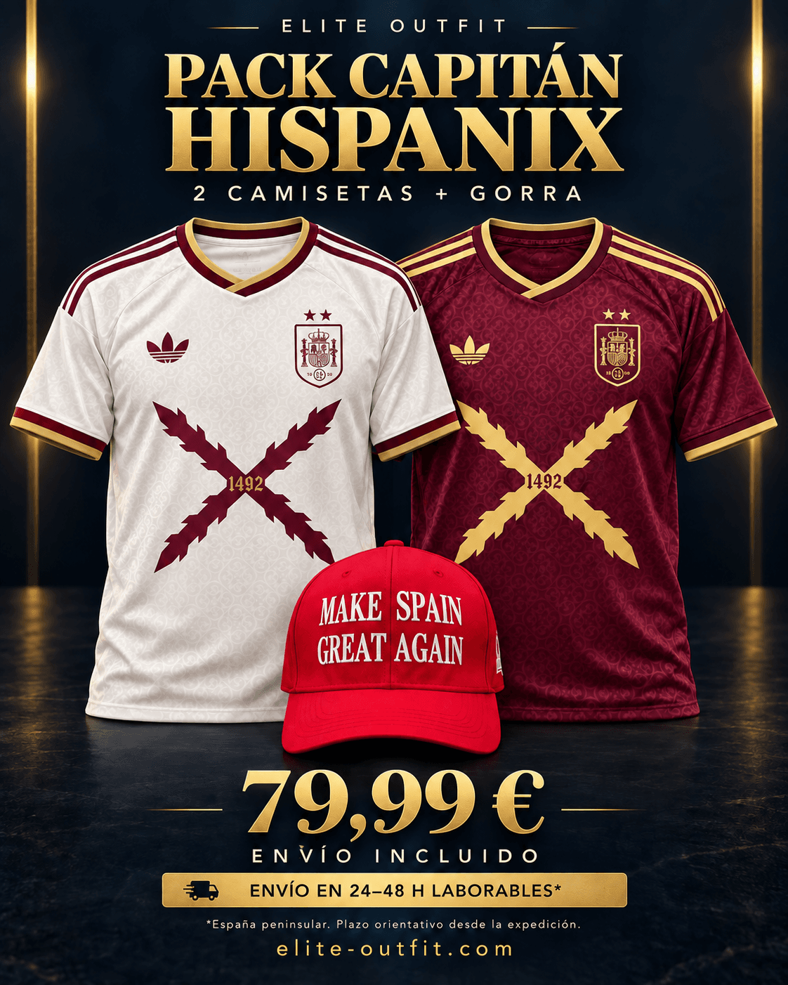 Pack Capitán Hispanix · 2 camisetas + gorra